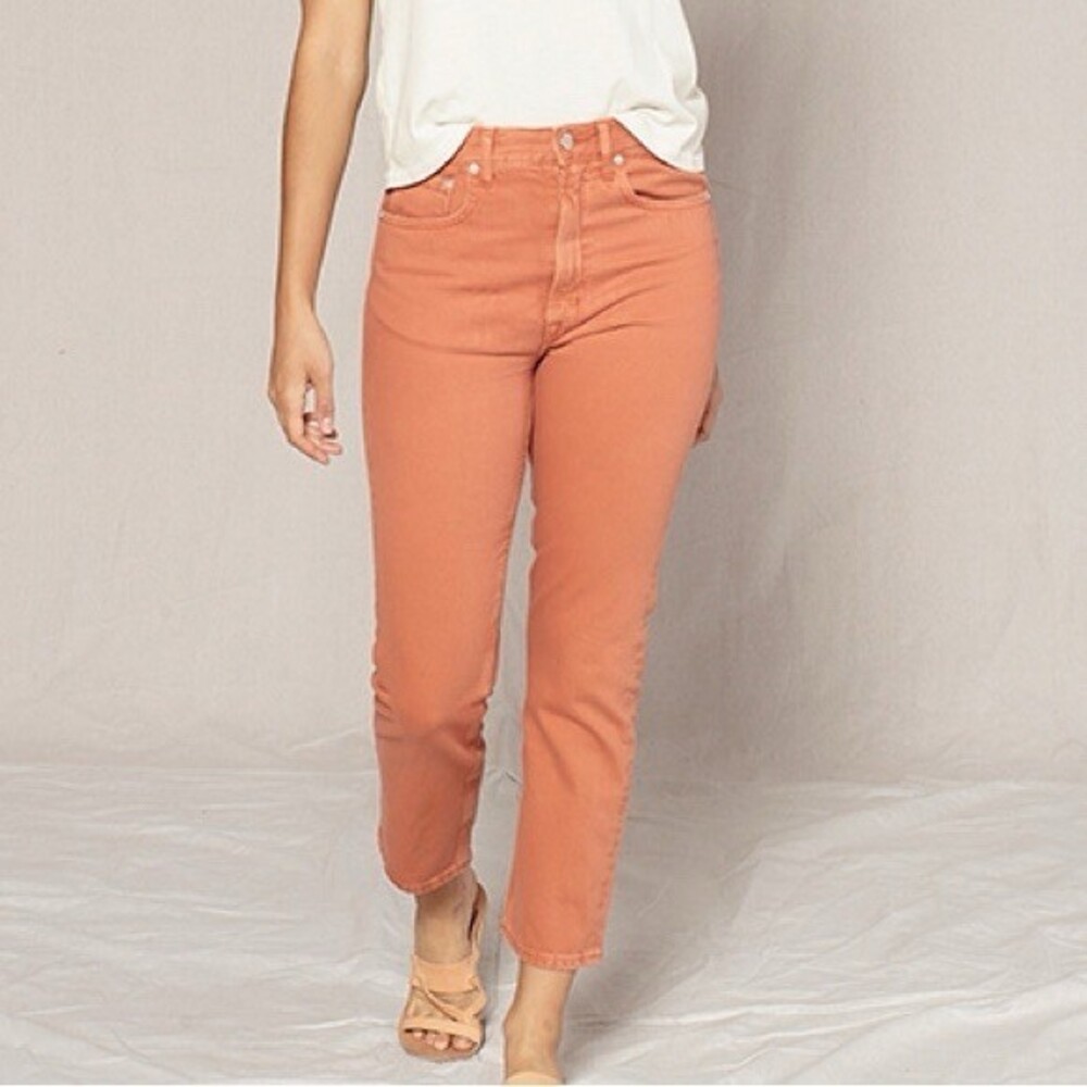 Outerknown S.E.A. Jeans Womens Size 28 Dune High Rise Straight Crop in Red Rock